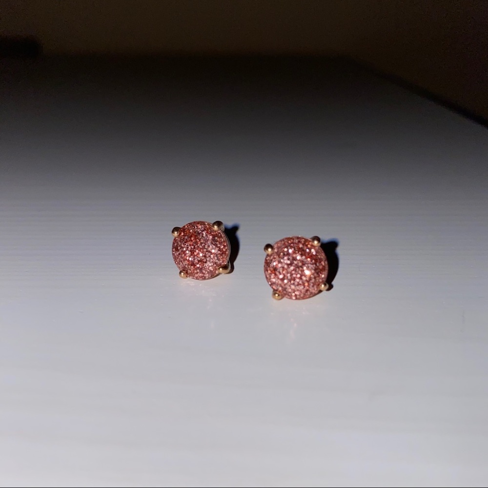 Kate Spade Rose Gold Glitter Earrings ✨ OBO